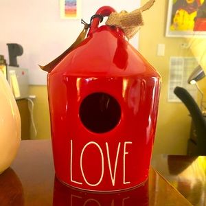 RAE DUNN Collectible Ceramic RARE “ LOVE “  Red Birdhouse